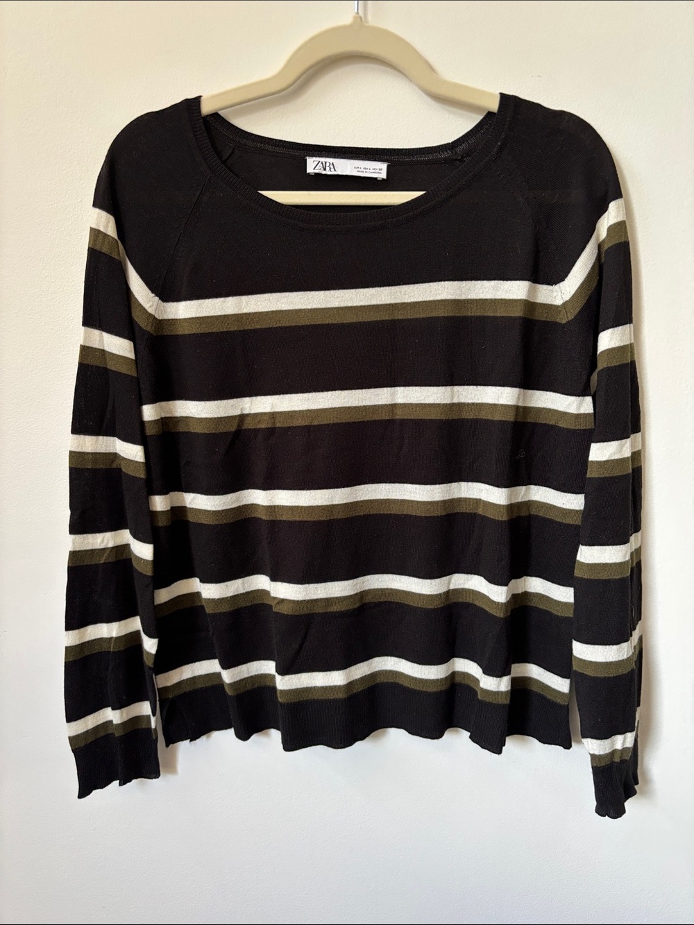 Striped Knit Sweater Top L